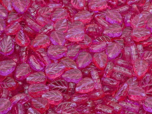 Mint Leaf Beads, Crystal Pink Purple (00030-48020), Glass, Czech Republic