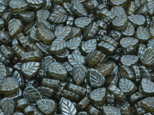 Mint Leaf Beads, Crystal Stain With Luster Blue (00030-65431), Glass, Czech Republic