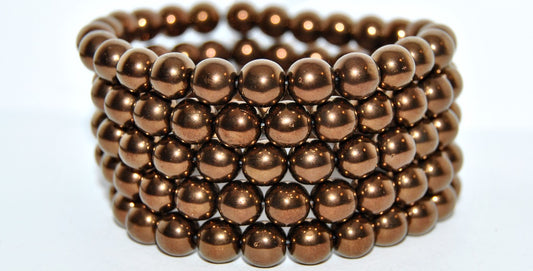 OUTLET 10 grams Round Druck Beads, 8 x 8 mm, Brown Wax (brown-wax), Glass, Czech Republic