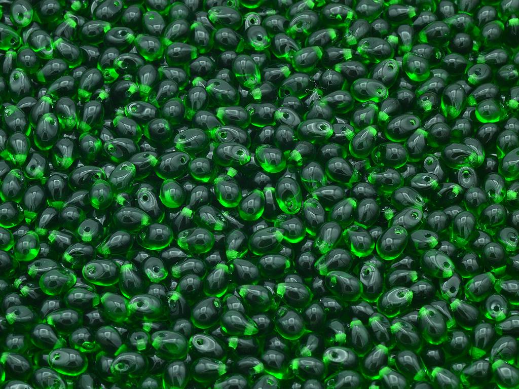 滴珠，透明绿色 (50140)，玻璃，捷克共和国