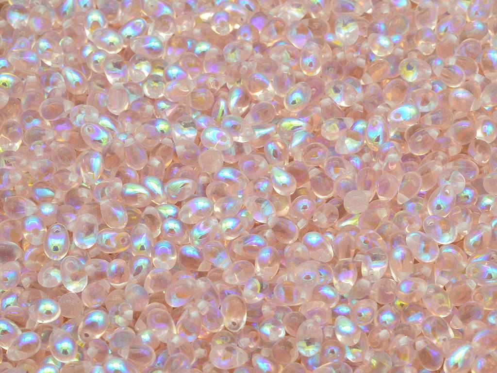 Drop Beads, Transparent Pink Ab (70110-28701), Glass, Czech Republic