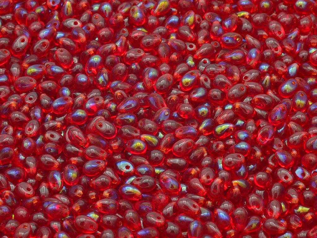 Drop Beads, Transparent Red 27307 (90090-27307), Glass, Czech Republic