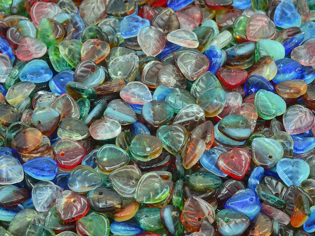 Leaf Beads, Mixed Colors (MIx), Glass, Czech Republic