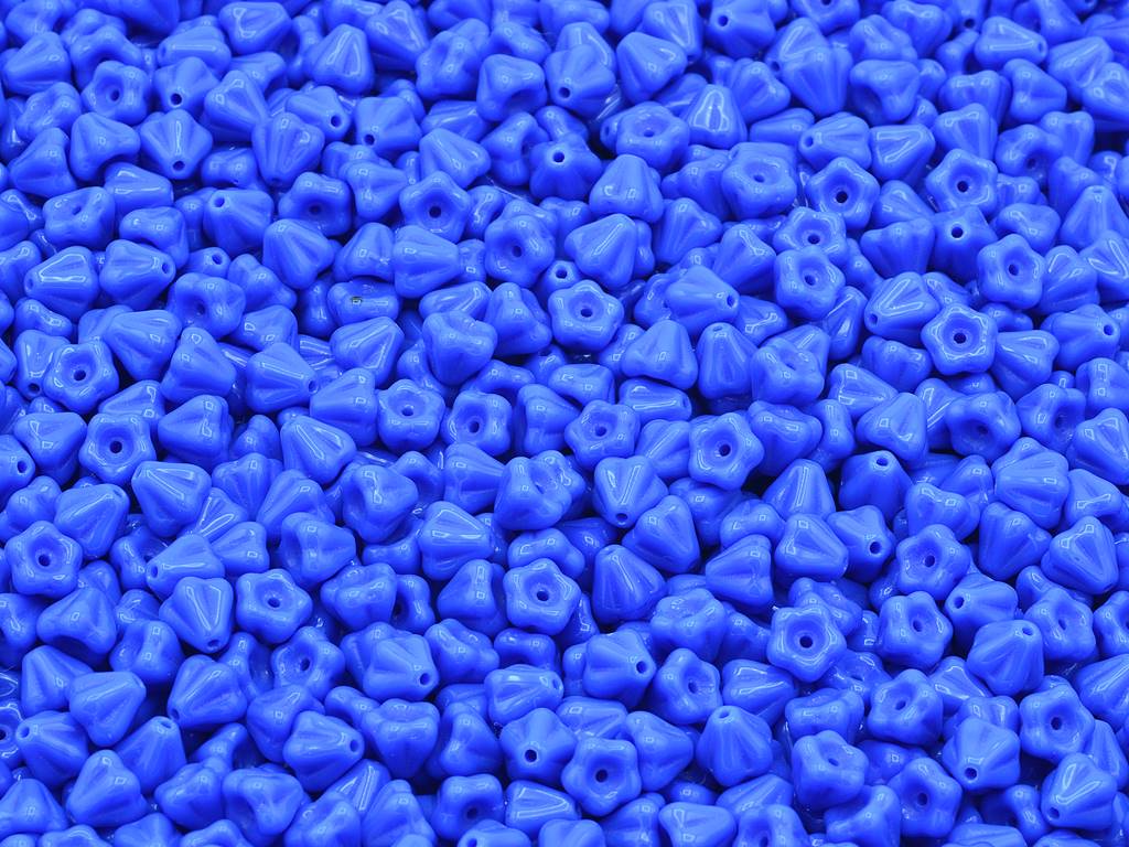 Bell Flower Beads, Opaque Blue (33040), Glass, Czech Republic