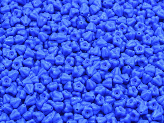 Bell Flower Beads, Opaque Blue (33040), Glass, Czech Republic