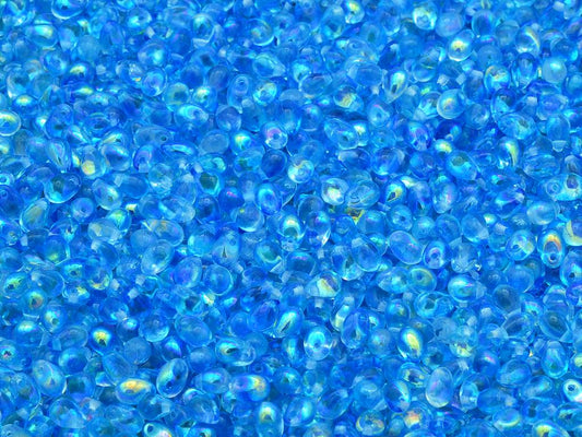 Drop Beads, Crystal Glossy Blue (00030-48112), Glass, Czech Republic