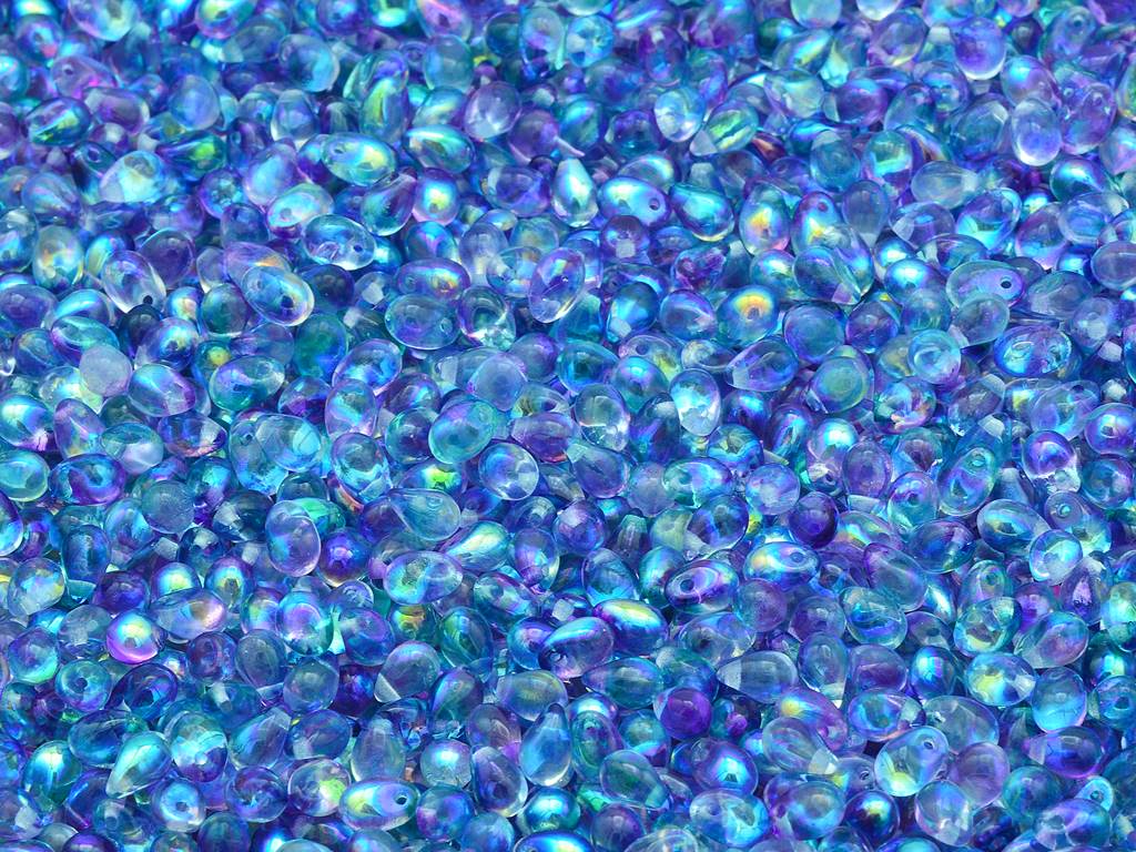 Drop Beads, Crystal Glossy Blue Purple (00030-48123), Glass, Czech Republic