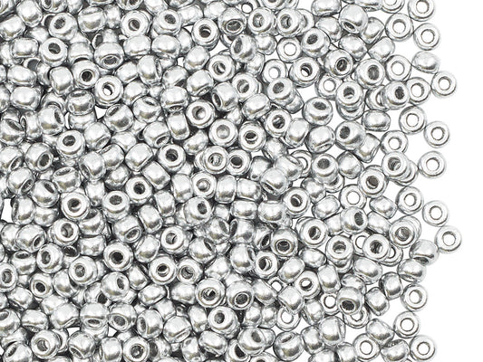 OUTLET 10 grams Preciosa Ornela Seed Beads, Round Hole, Loose, 8/0, Silver Matte (1700), Glass, Czech Republic