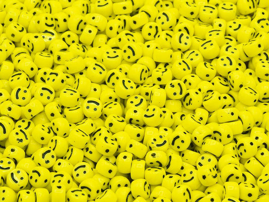 Letter Beads with Smile, Yellow 46449 (83120-46449), Glass, Czech Republic