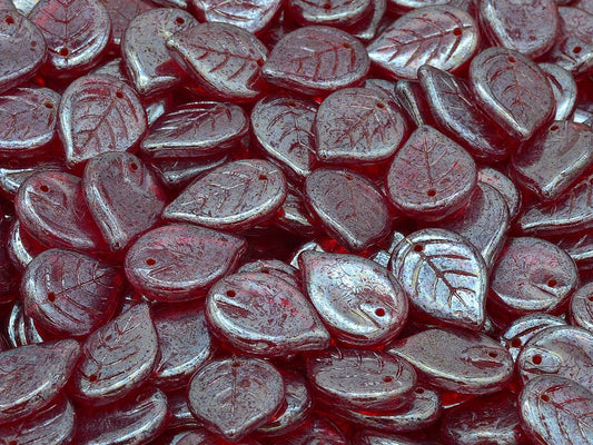 Apple Leaf Beads, Ruby Red Hematite (90080-14400), Glass, Czech Republic