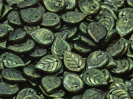 苹果叶珠，透明红色赤陶红 (90110-15495)，玻璃，捷克共和国