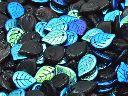 苹果叶珠，透明红色 Ab (90110-28701)，玻璃，捷克共和国