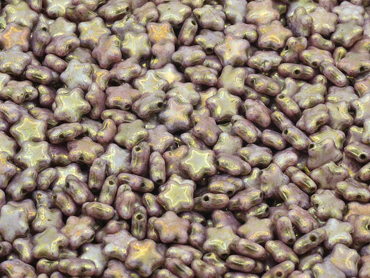 フラットスタービーズ、チョークホワイトセネガルバイオレット（03000-15695）、ガラス、チェコ共和国