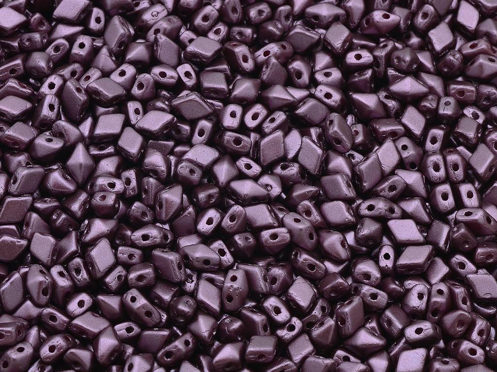 Diamonduo 2-Hole Beads Rhombus Gemduo, Chalk White Burgundy (03000-25031), Glass, Czech Republic
