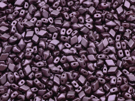Diamonduo 2-Hole Beads Rhombus Gemduo, Chalk White Burgundy (03000-25031), Glass, Czech Republic
