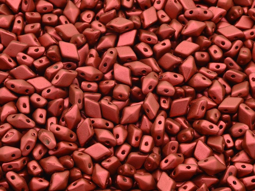 Diamonduo 2穴ビーズ ロンバス ジェムデュオ、ラバレッド (01890)、ガラス、チェコ共和国