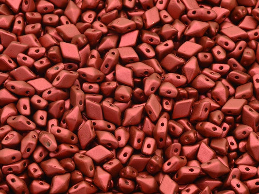 Diamonduo 2穴ビーズ ロンバス ジェムデュオ、ラバレッド (01890)、ガラス、チェコ共和国