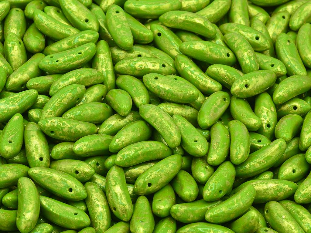 Banana Beads, Green 56902 (53420-56902), Glass, Czech Republic