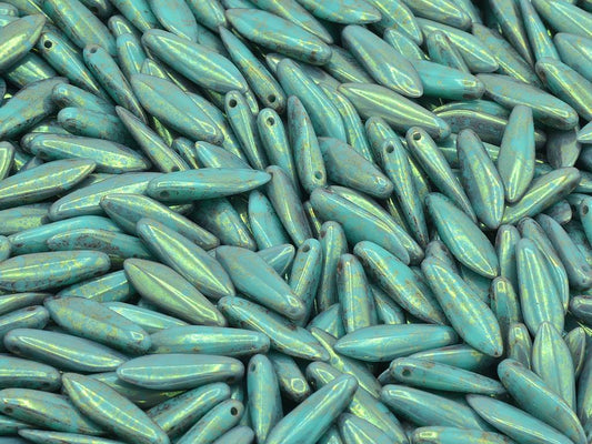 ダガービーズ、ターコイズテラコッタレッド（63130-15495）、ガラス、チェコ共和国