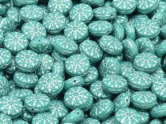 雪花设计珠 2，绿松石银衬里 (63130-54201)，玻璃，捷克共和国