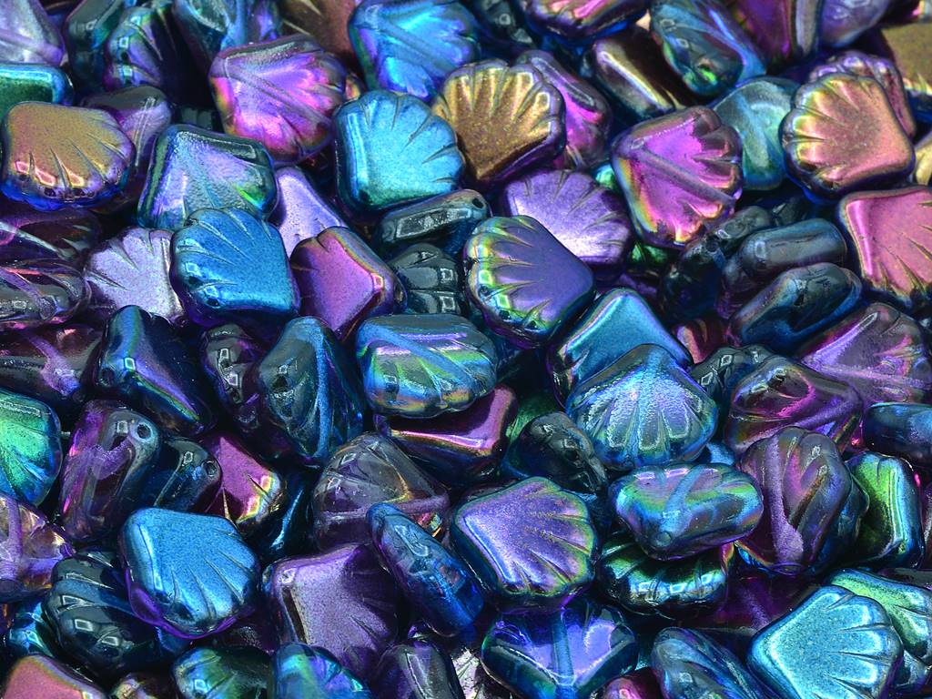 プレスビーズシェル、クリスタルマジックブルー（00030-95100）、ガラス、チェコ共和国