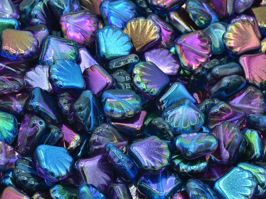 プレスビーズシェル、クリスタルマジックブルー（00030-95100）、ガラス、チェコ共和国