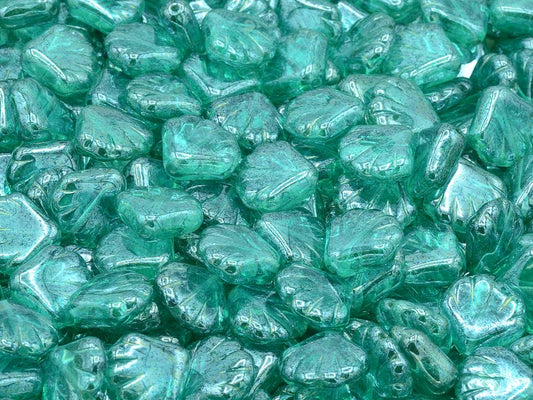 Pressed Beads Shell, Transparent Aqua Hematite (60200-14400), Glass, Czech Republic