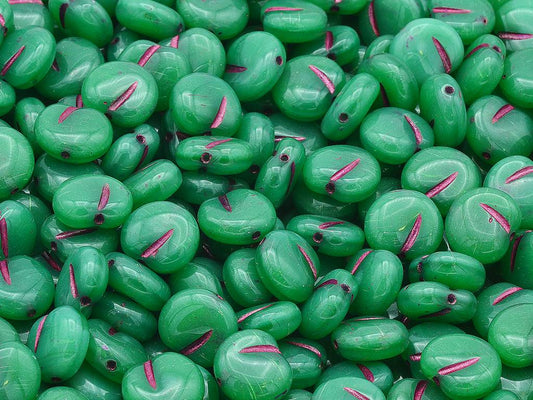 アップルフルーツビーズ、シルクグリーン 54570 (52030-54570)、ガラス、チェコ共和国