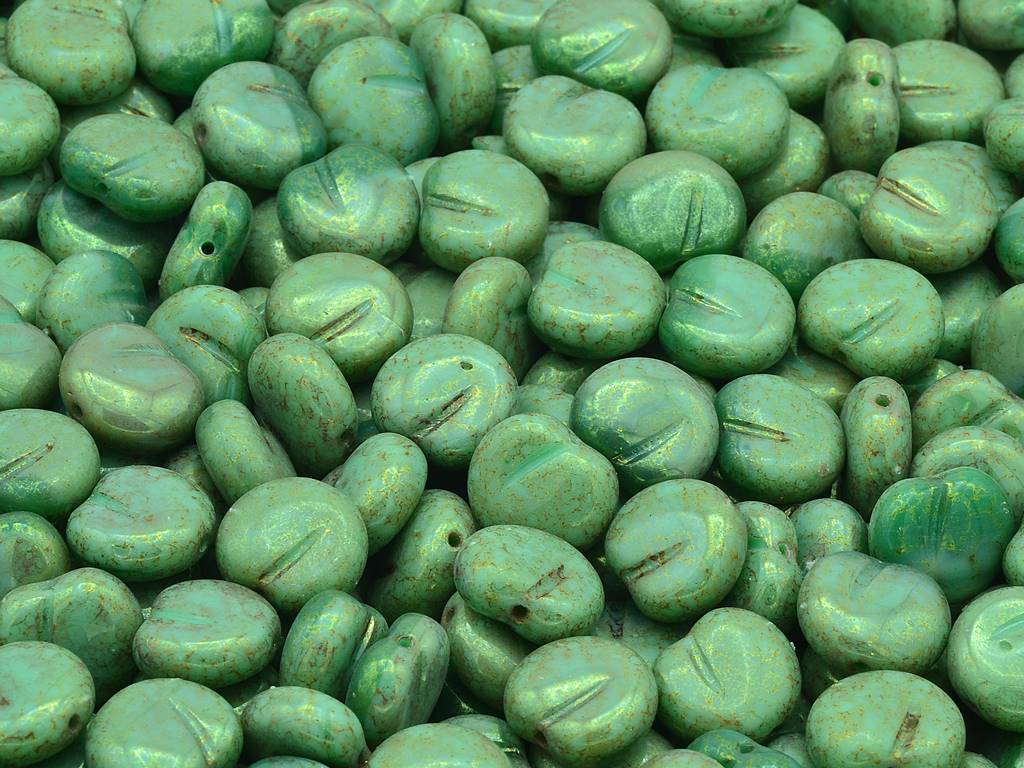 Apple Fruit Beads, Silk Green Terracotta Red (52030-15495), Glass, Czech Republic