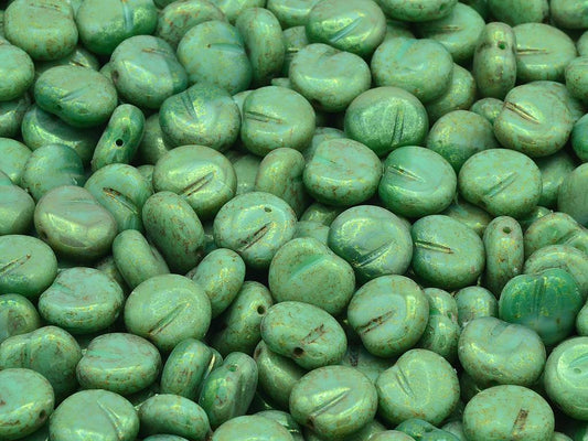 Apple Fruit Beads, Silk Green Terracotta Red (52030-15495), Glass, Czech Republic