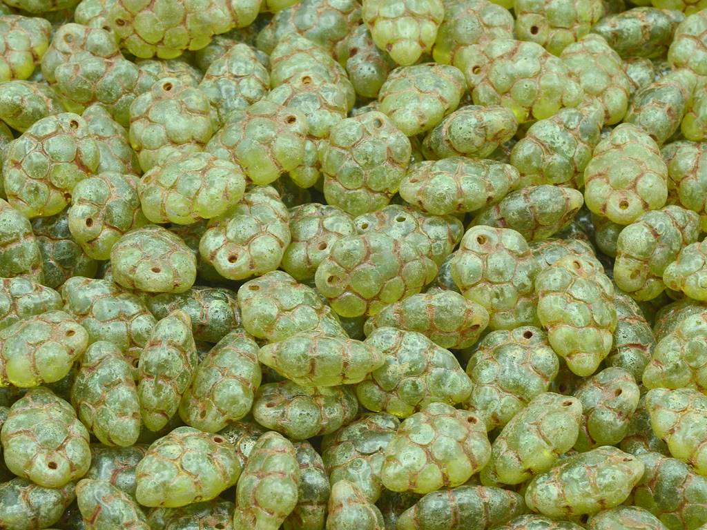 Grape Beads, Transparent Green Travertin (50200-86800), Glass, Czech Republic