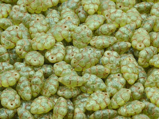 Grape Beads, Transparent Green Travertin (50200-86800), Glass, Czech Republic