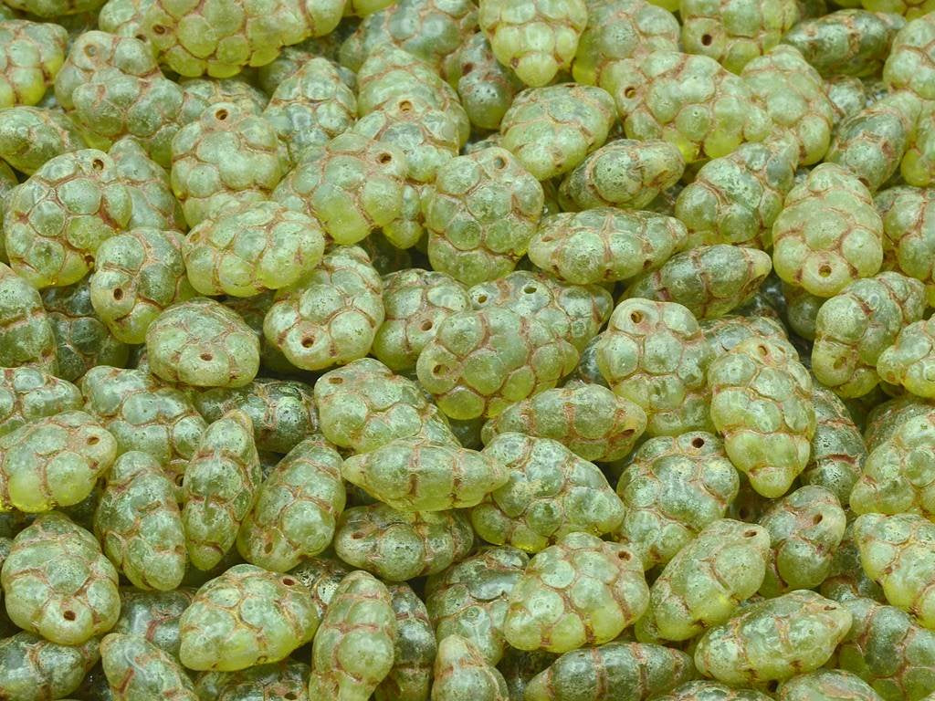 奥特莱斯 10克葡萄珠，16 x 11毫米，透明绿色石灰华 (50200-86800)，玻璃，捷克共和国