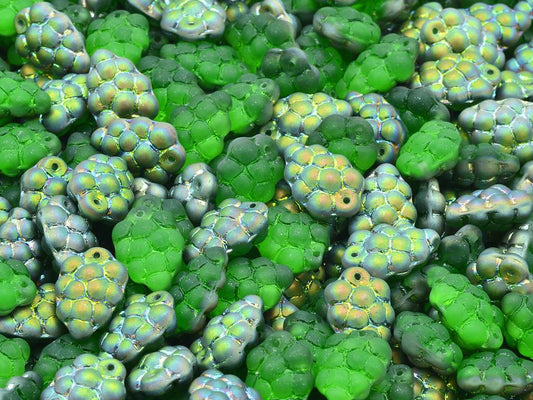 Grape Beads, Transparent Green Vitrail Matte (50410-28171), Glass, Czech Republic