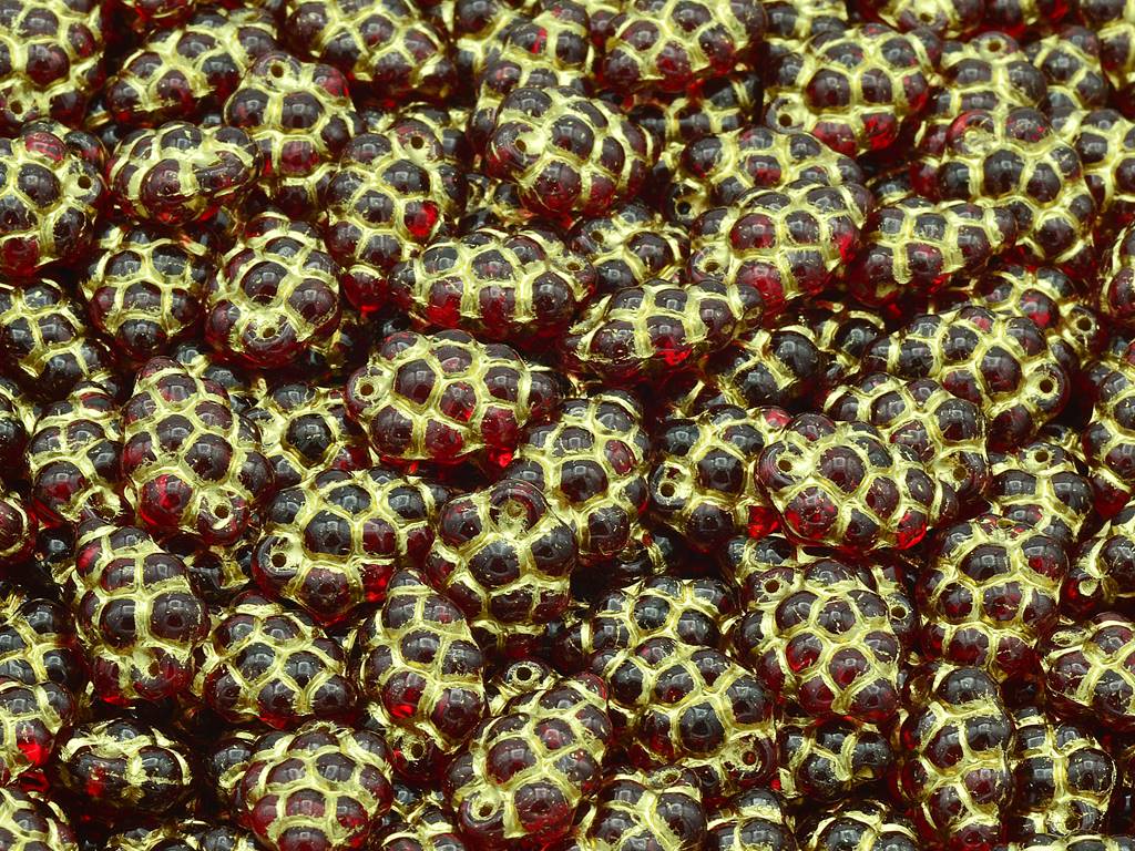 Grape Beads, Ruby Red Gold Lined (90080-54202), Glass, Czech Republic