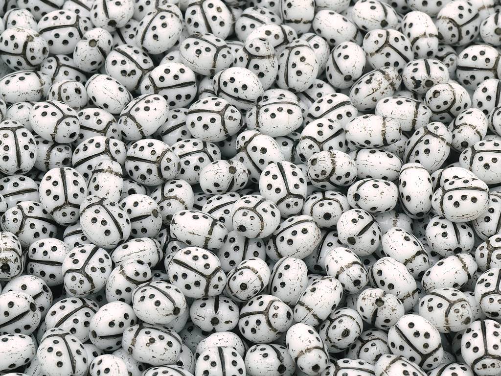 テントウムシビーズ、チョークホワイト 46449 (03000-46449)、ガラス、チェコ共和国