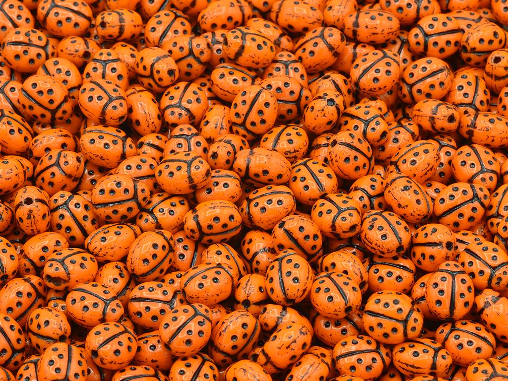 テントウムシビーズ、不透明イエロー 46449 (93120-46449)、ガラス、チェコ共和国