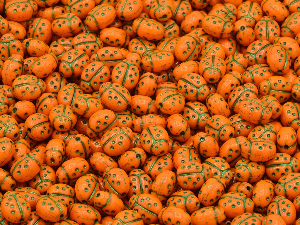 テントウムシビーズ、不透明イエロー 54550 (93120-54550)、ガラス、チェコ共和国