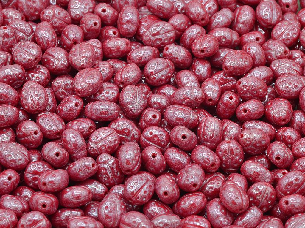 テントウムシビーズ、不透明レッドヘマタイト（93200-14400）、ガラス、チェコ共和国