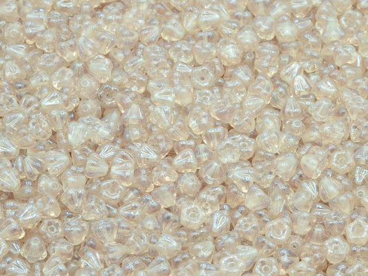 Bell Flower Beads, Transparent Pink Hematite (70120-14400), Glass, Czech Republic