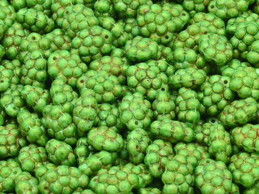 Grape Beads, Chalk White Brown Luster Spotted (03000-65326), Glass, Czech Republic