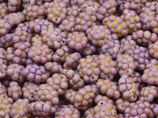 Grape Beads, Chalk White Travertin Puprple (03000-65328), Glass, Czech Republic
