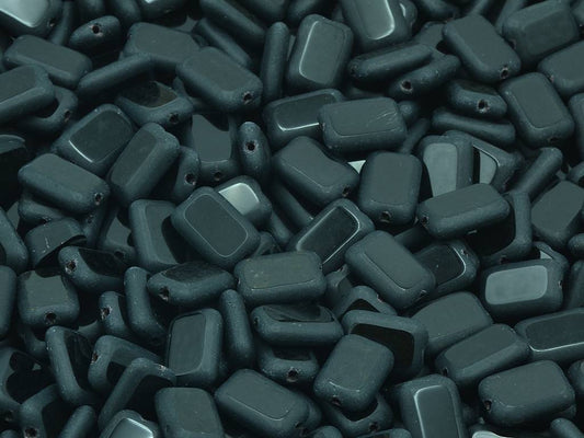 Table Cut Rounded Rectange Beads, Black Matte (23980-84110), Glass, Czech Republic