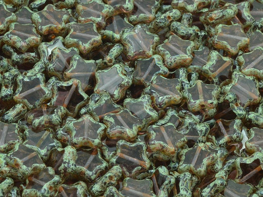 Table Cut Star Beads, Transparent Light Amethyst Travertin (20030-86800), Glass, Czech Republic