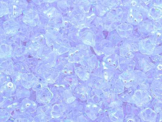 Bell Flower Beads, Transparent Light Amethyst Ab (20210-28701), Glass, Czech Republic