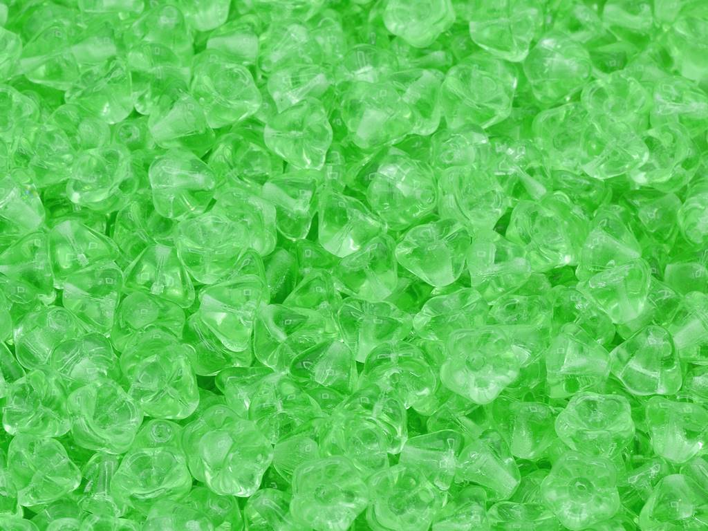 Bell Flower Beads, Transparent Green (50500), Glass, Czech Republic