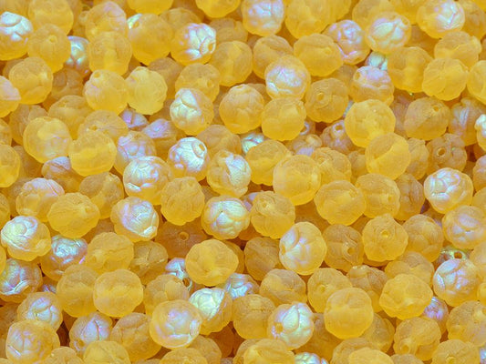 玫瑰珠，透明橙色哑光AB（10060-84110-28701），玻璃，捷克共和国