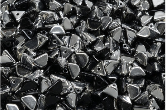 半捏珠，黑水晶银半涂层 (23980-27001)，玻璃，捷克共和国
