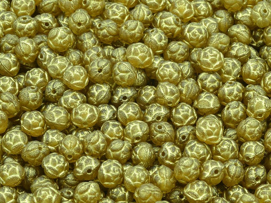 Rose Beads, Transparent Orange Matte Gold Lined (10060-84110-54202), Glass, Czech Republic