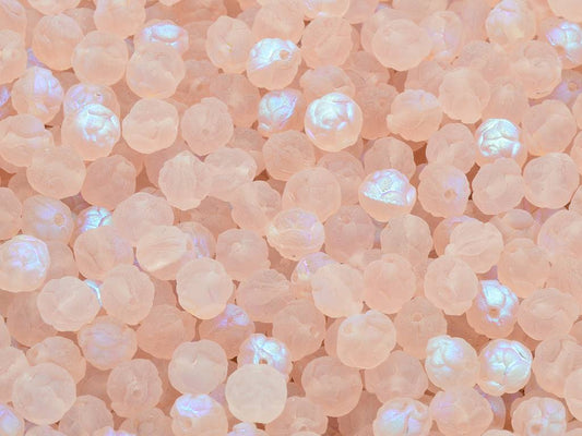 Rose Beads, Transparent Pink Matte Ab (70110-84110-28701), Glass, Czech Republic